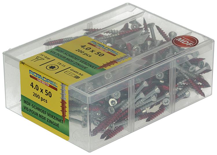 Rotadrill 1040010 - Vite MDF 75°-vk tx vz 4.0x50mm (200) | 4 pezzi