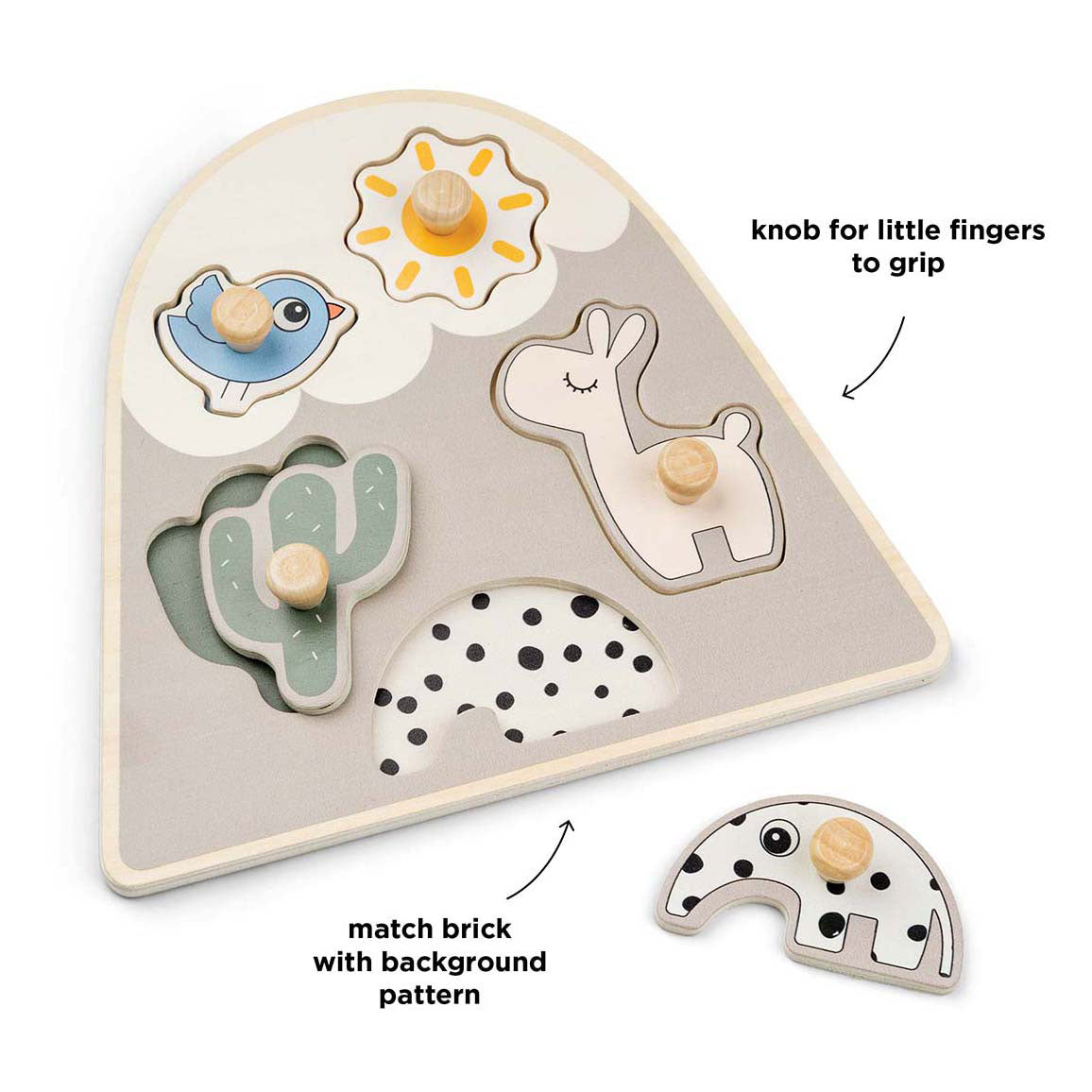 Fatto da Deer Wooden Nick Puzzle Lalee Beige, 5st.