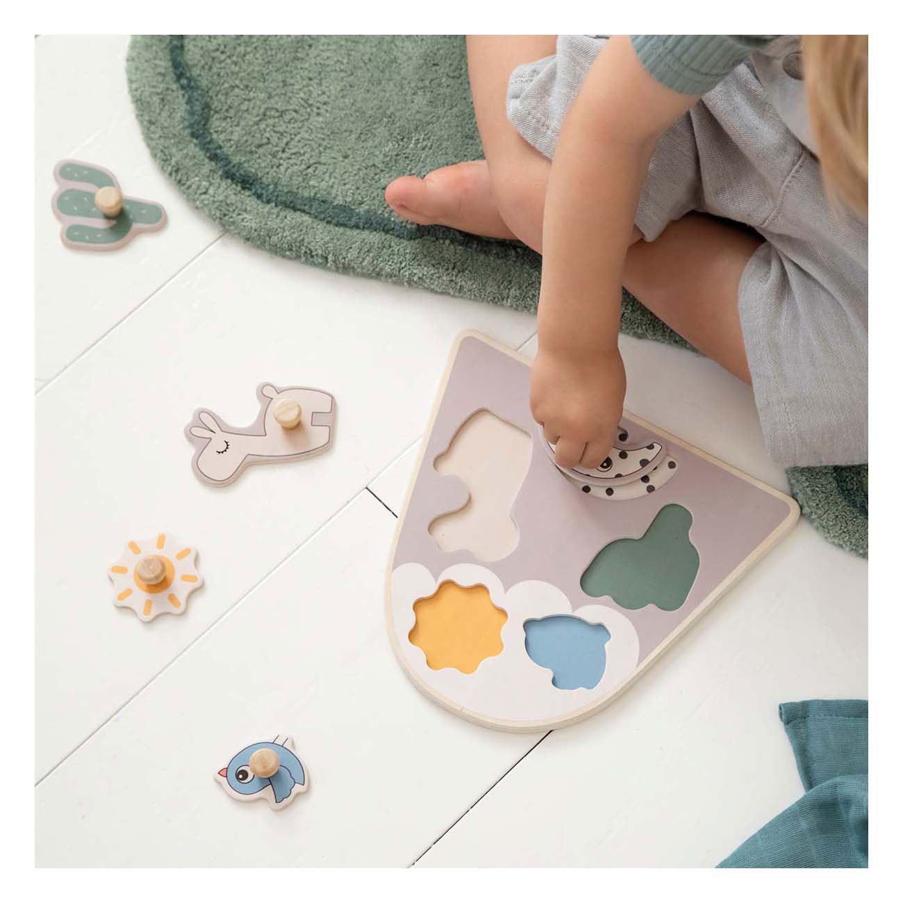 Hecho por Deer Wooden Nick Puzzle Lalee Beige, 5st.