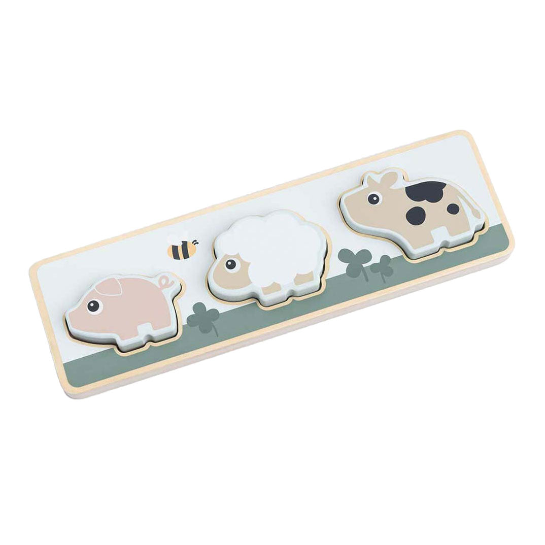 Fatto da Deer Sensory Puzzle Small Farm, 3st.