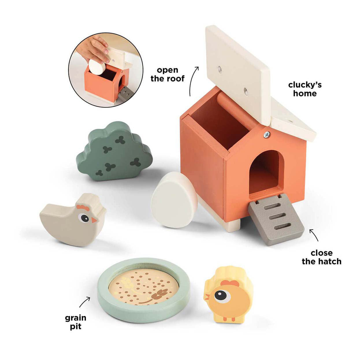 Fatto da Deer Tiny Farm Wooden Play set Clucky