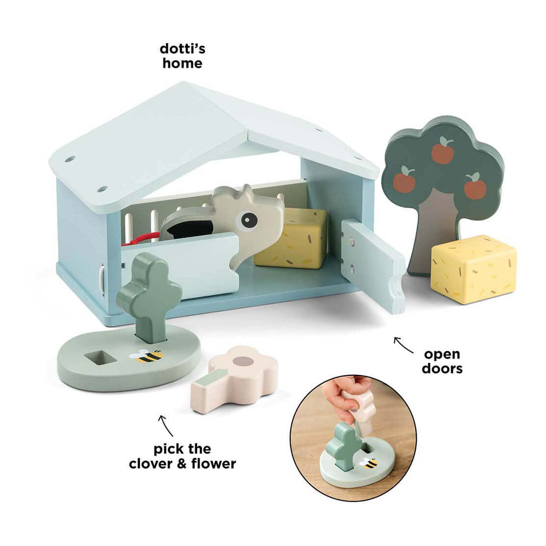 Hecho por ciervos Tiny Farm Wooden Play Set Dotti