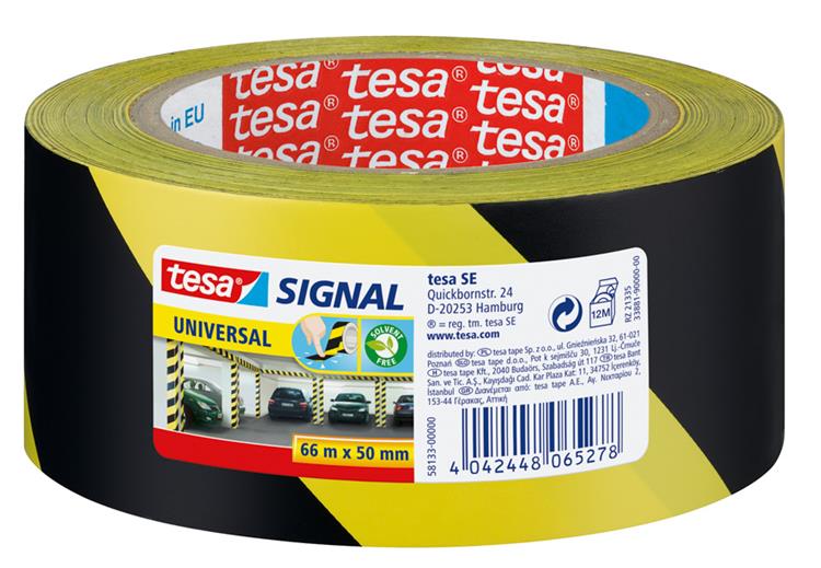 Nastro segnaletico per pavimenti tesapack 66mx50mm giallo nero