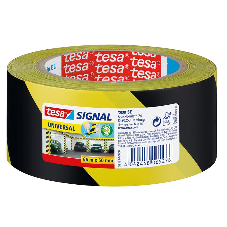 Nastro segnaletico per pavimenti tesapack 66mx50mm giallo nero