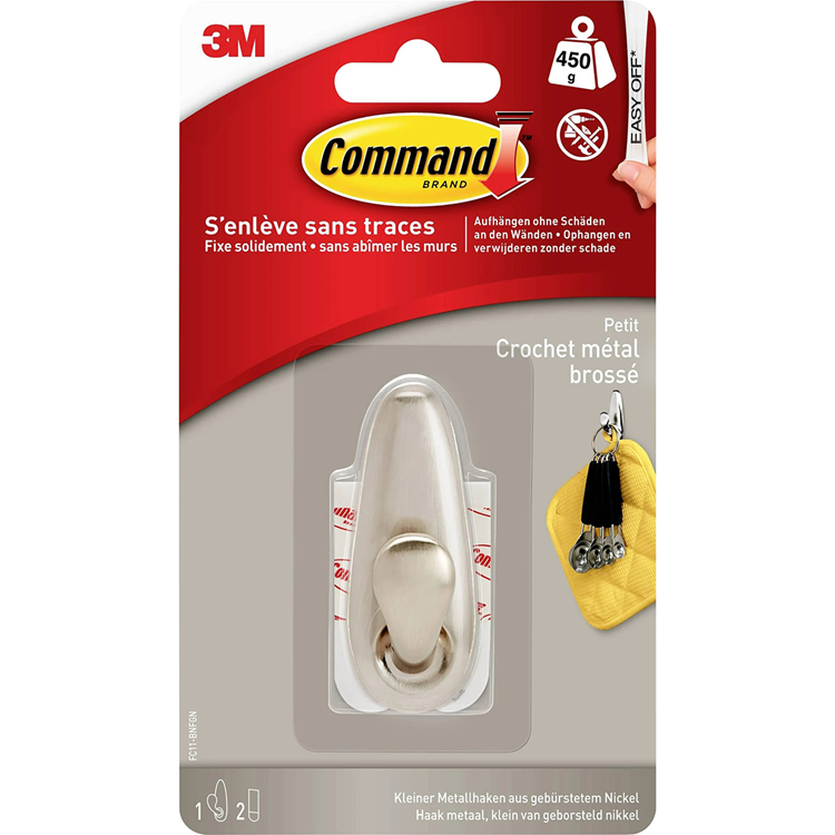 3m 1069947 - command™ pequeño siempre clásicogancho de metal de níquel fc11-bn | 6 piezas