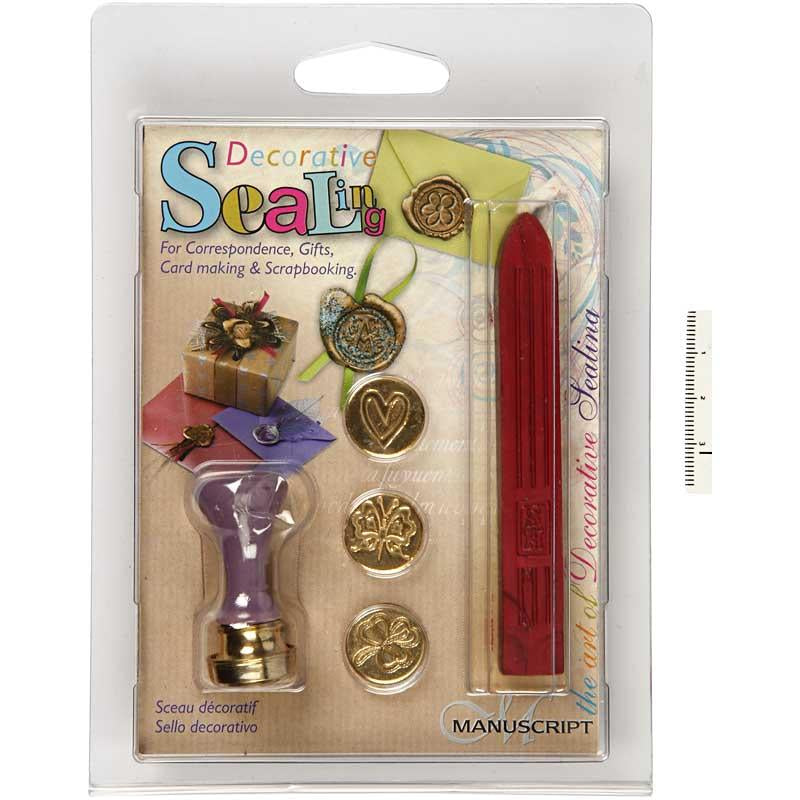 Creative Company Seal Set, Heart, Klaver, Butterfly, D 18 mm, 1 set