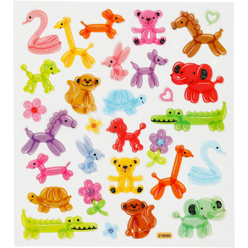 Pegatinas de empresa Creativ, animales con globos, hoja 15x16,5 cm, 1 hoja
