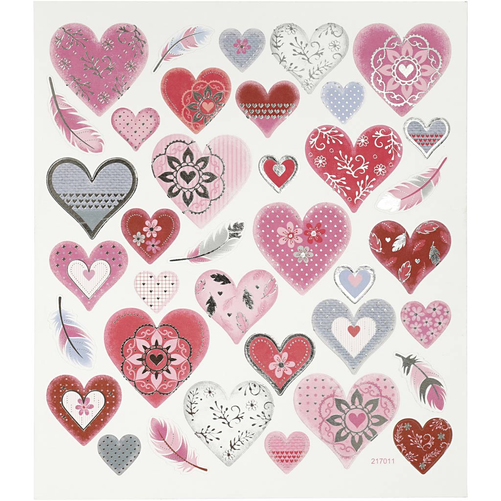 Pegatinas de empresa Creativ, corazones, hoja 15x16,5 cm, 1 hoja