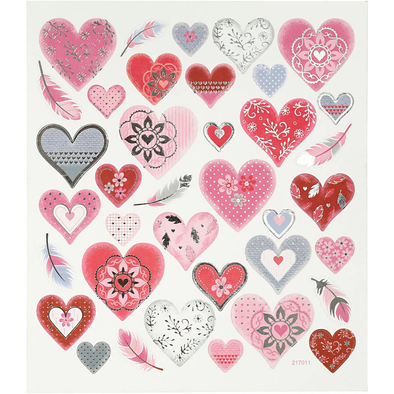 Pegatinas de empresa Creativ, corazones, hoja 15x16,5 cm, 1 hoja