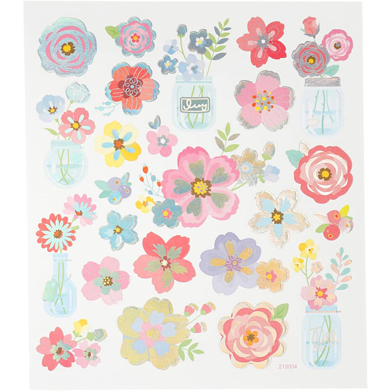 Adesivi aziendali Creativ, fiori primaverili, foglio 15x16,5 cm, 1 foglio
