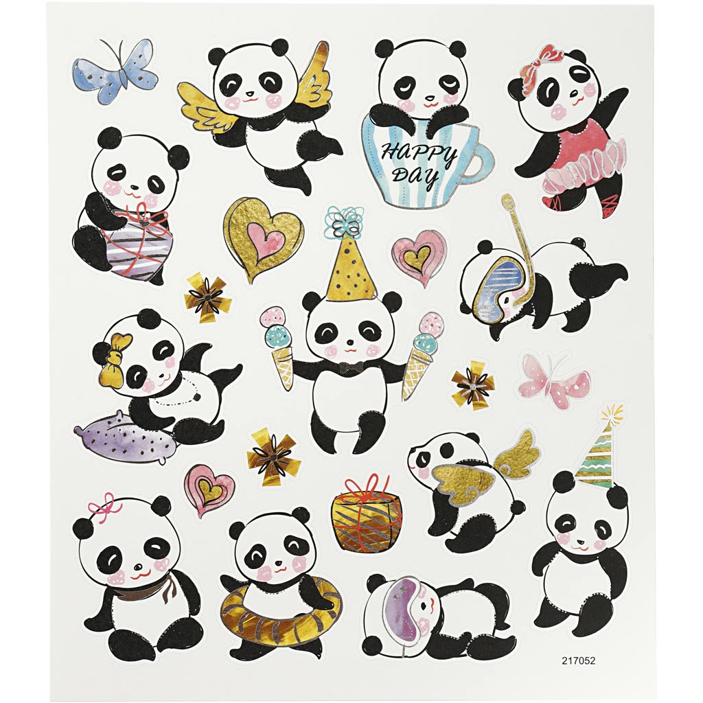 Pegatinas de empresa Creativ, pandas, hoja 15x16,5 cm, 1 hoja