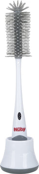 Nûby nuby - spazzola per bottiglie in silicone con supporto - grigio