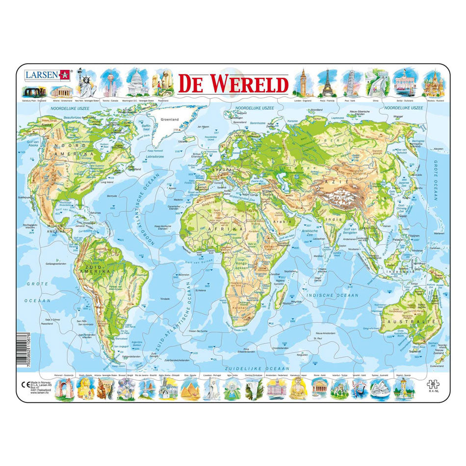 SelectA Larsen Pluzzle Map World - Geographic, 80st.