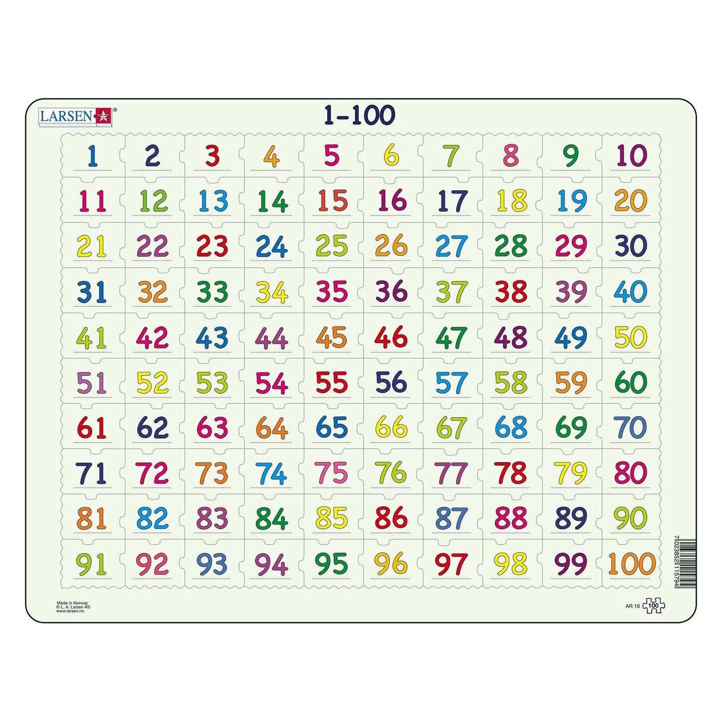 Larsen legpuzzel leren rekenen getallen 1-100, 100st.