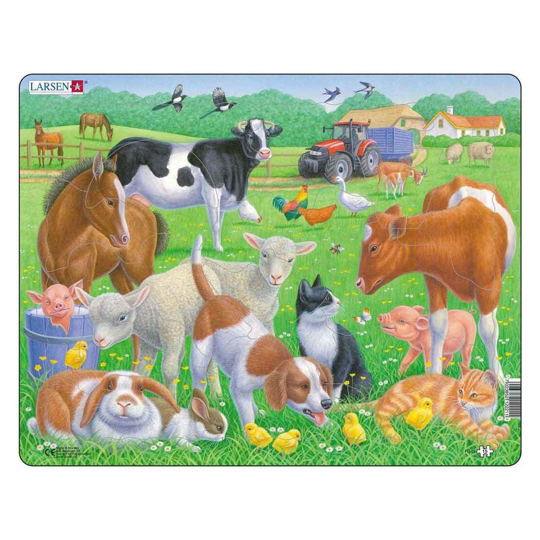 Selecta Larsen Line Puzzle Animals - Pets and Farm Animals, 15º.