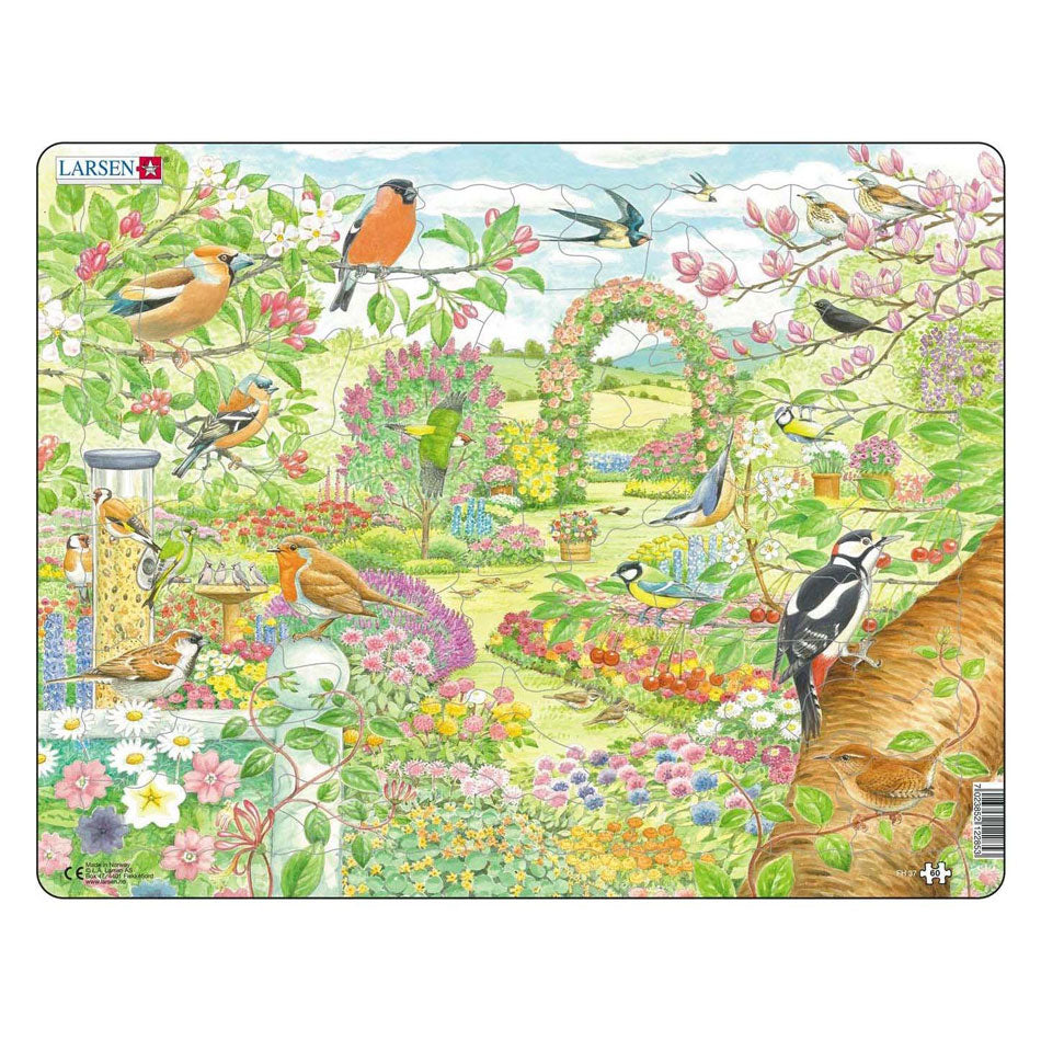 Larsen legpuzzel dieren - tuinvogels en bloemen, 60st.