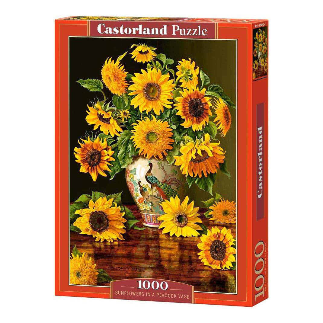 Selecta puzle castorland girasoles en jarrón de pavo real, 1000 uds.