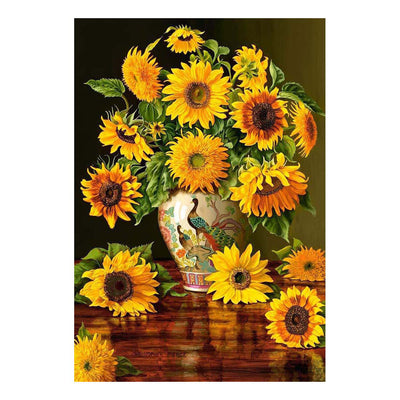 Selecta puzle castorland girasoles en jarrón de pavo real, 1000 uds.