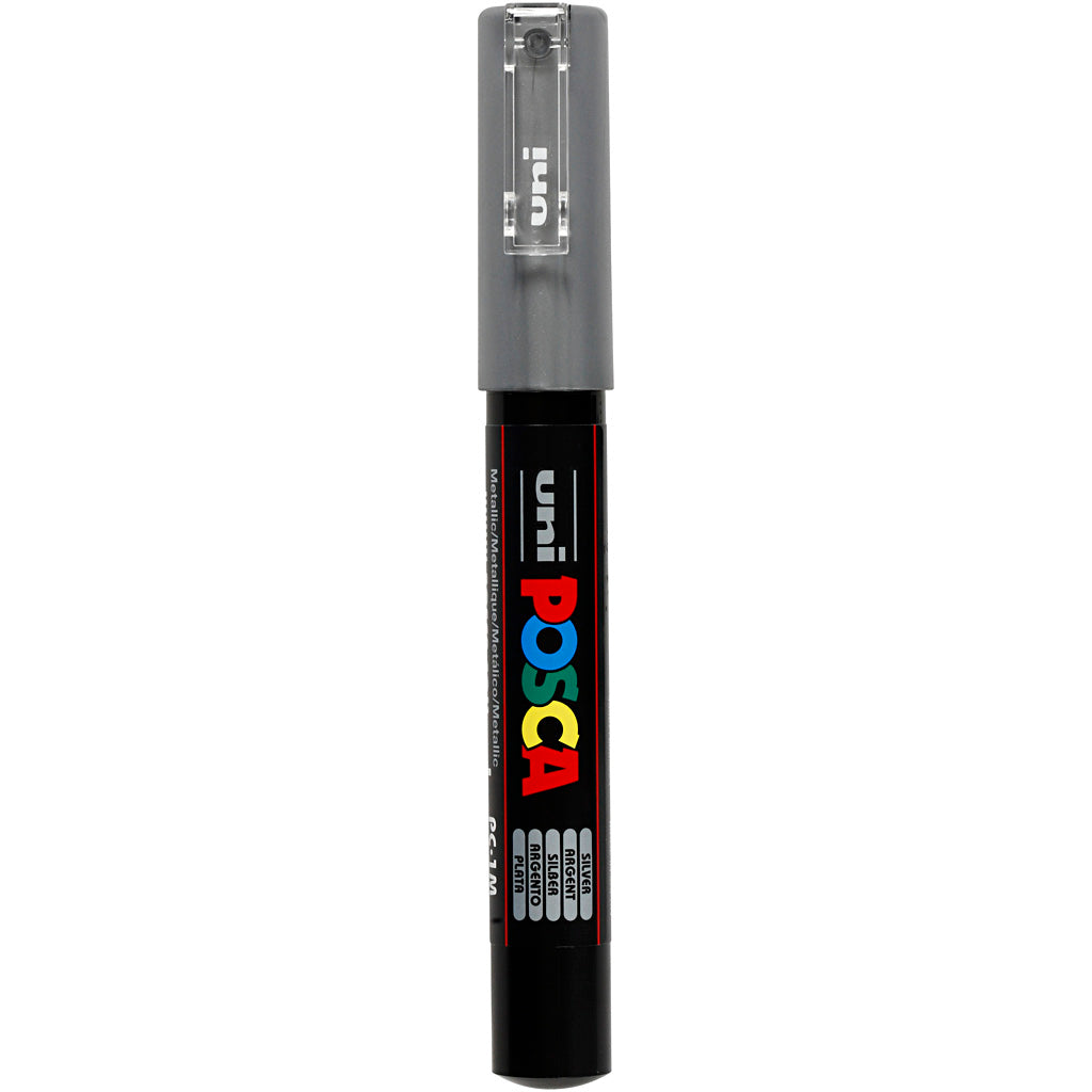 Marcador POSCA uni-Posca, AFM PC-1M, espesor de línea 0.7 mm, extra-fines, plata, 1 pieza