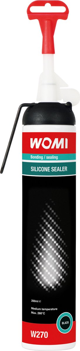 Junta de silicona Womi w270 – 200 ml negra – resistente al calor-aceite – junta flexible