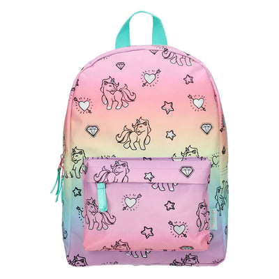 Zaino arcobaleno e unicorno bacio latteo
