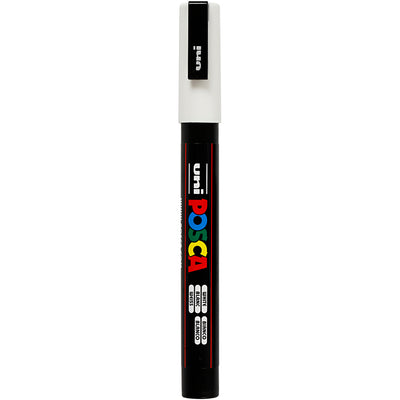 UNI-POSCA Posca Marker, AFM PC-3M, spessore della linea 0,9-1,3 mm, fine, bianco, 1 pezzo