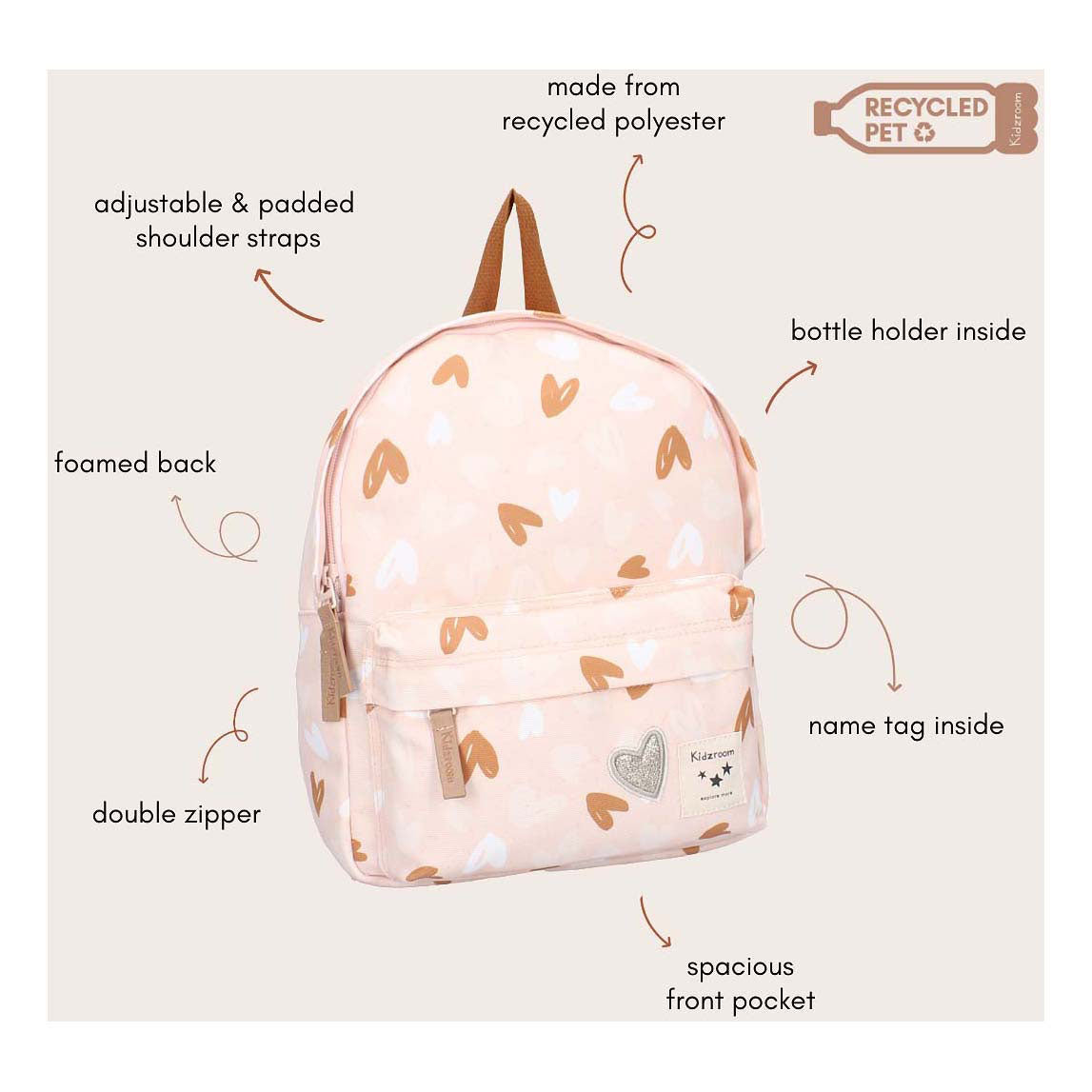 Mochila kidzroom paris días amantes de los corazones