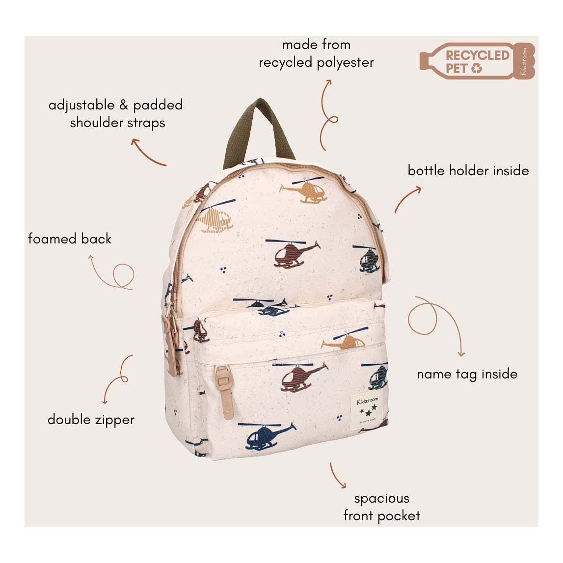 Kidzroom rugzak paris sweet cuddles vliegtuigen