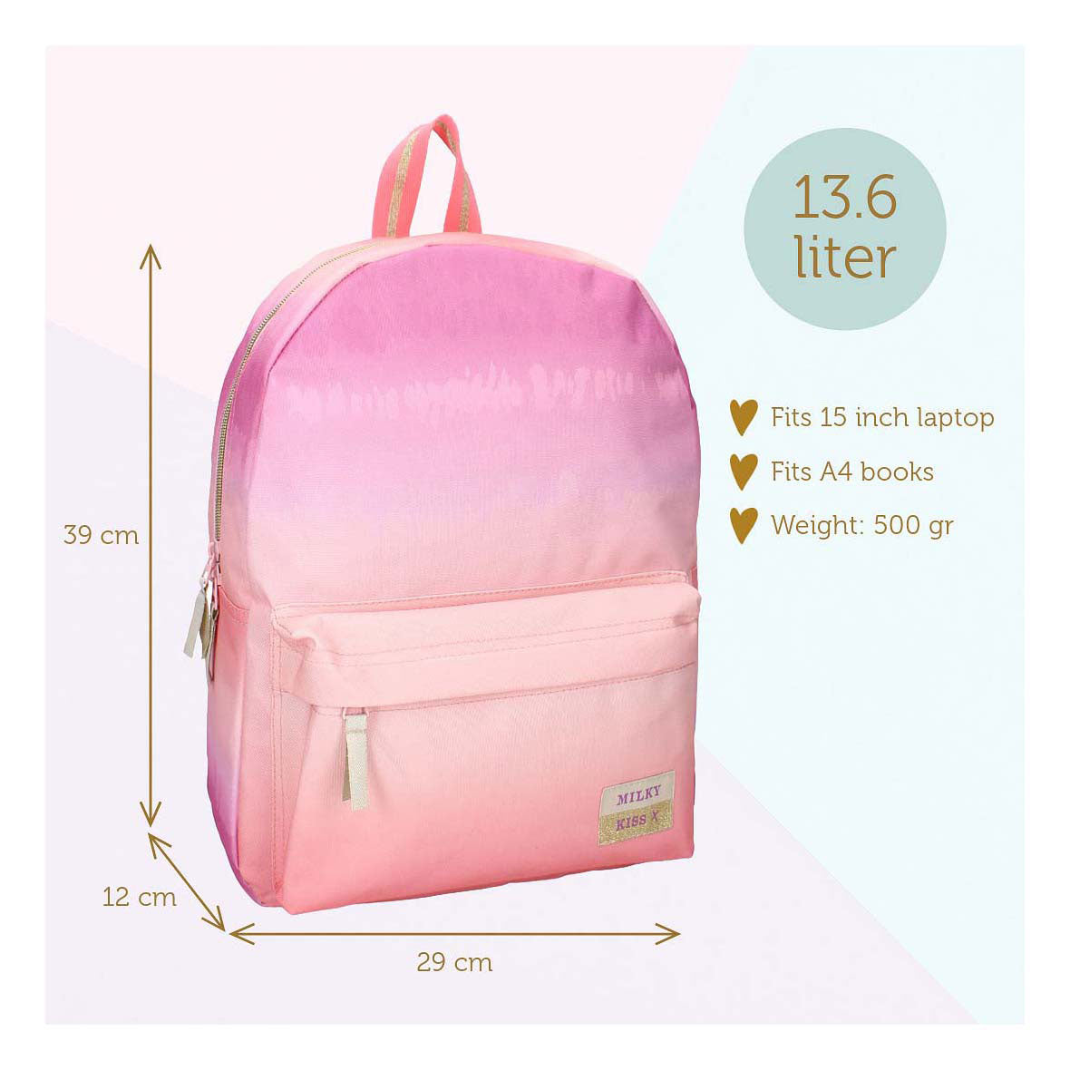 Mochila de beso lácteo amor y risa rosa