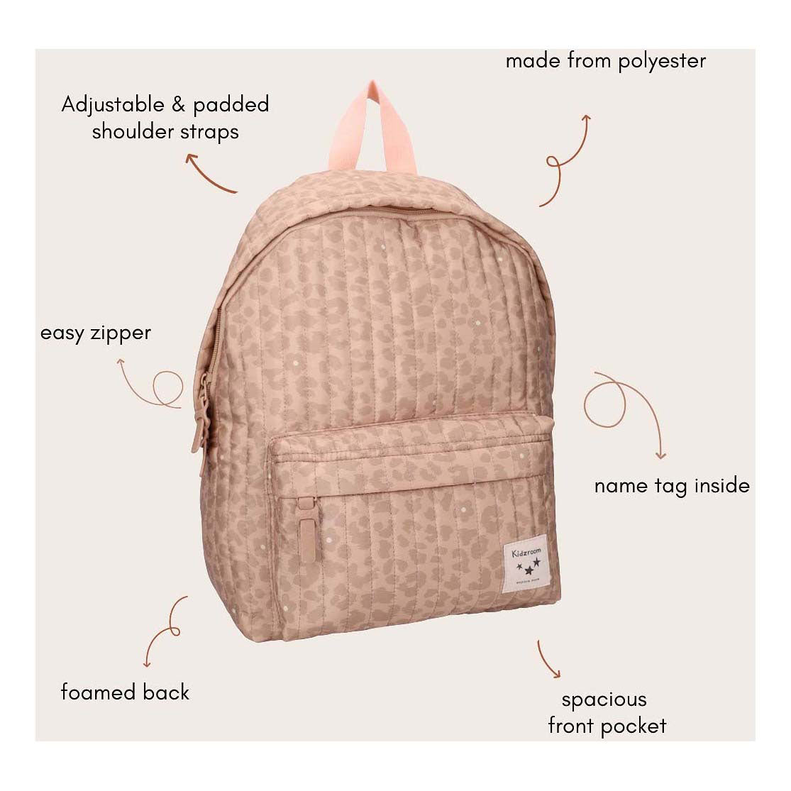 Mochila Kidzroom prados mágicos - estampado de leopardo