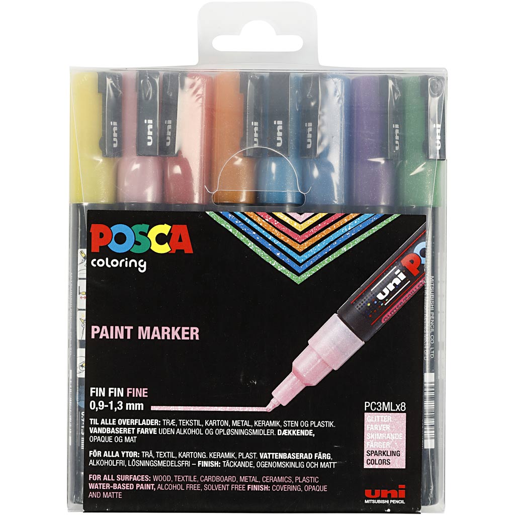 Https: www.cchobby.nl posca-marker-afm-pc-3ml-lijndikte-0-9-1-3-mm-glitterkleuren-8-stuk-1-doos