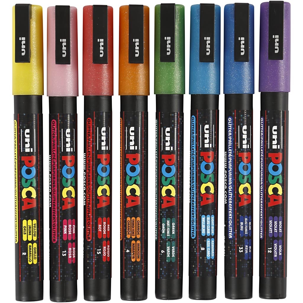Https: www.cchobby.nl posca-marker-afm-pc-3ml-lijndikte-0-9-1-3-mm-glitterkleuren-8-stuk-1-doos