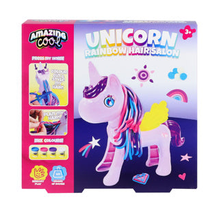 Incredibile salone di capelli arcobaleno di unicorno fresco