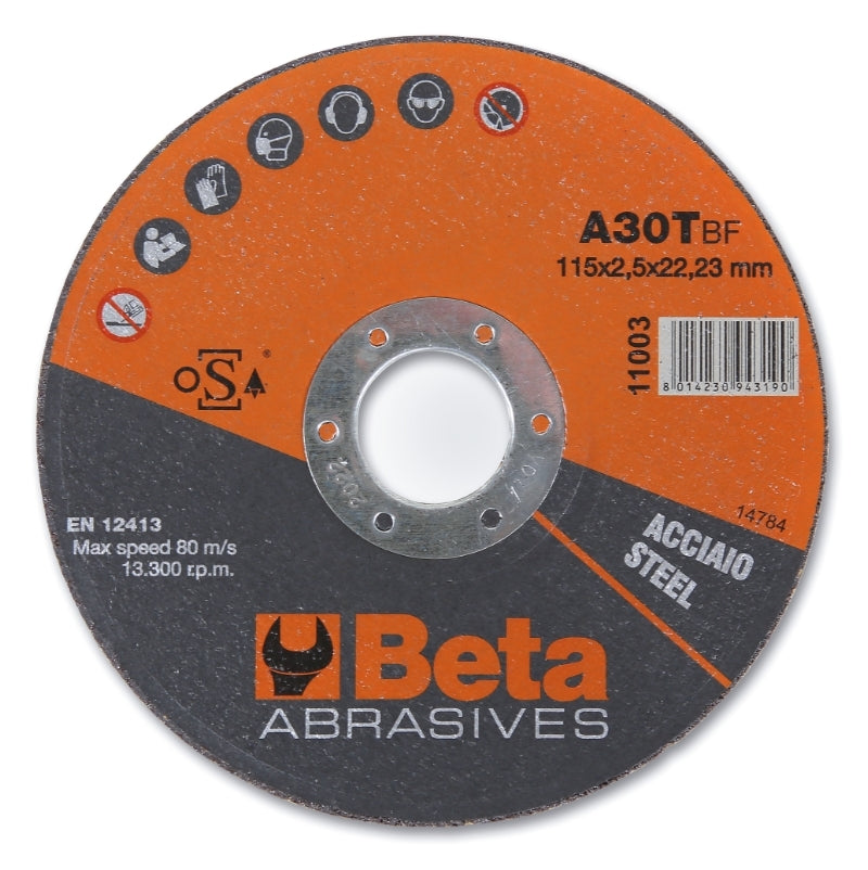 Herramientas de discos de corte beta Ø115 mm para acero con centro plano (10 piezas)