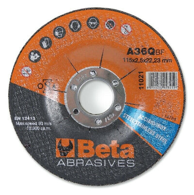 Herramientas de discos de corte beta Ø115 mm para acero inoxidable con centro continuo (10 piezas)