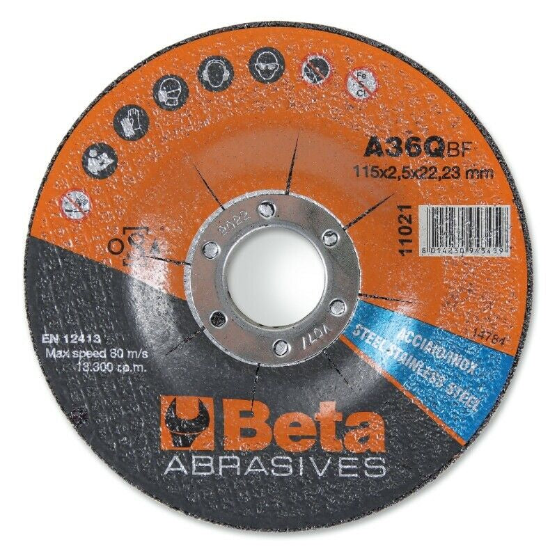 Herramientas de discos de corte beta Ø125 mm para acero inoxidable con centro continuo (10 piezas)