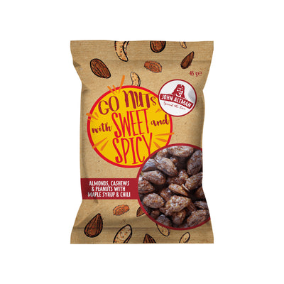 John Altman mixed nuts maple syrup chilli bag (12x45gr)