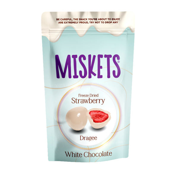 Busta di fragole ricoperta di cioccolato bianco Miskets (12x 80 gr)