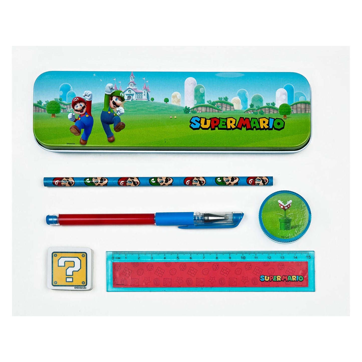 Undercover gmbh super mario schoolset in blik, 7dlg.