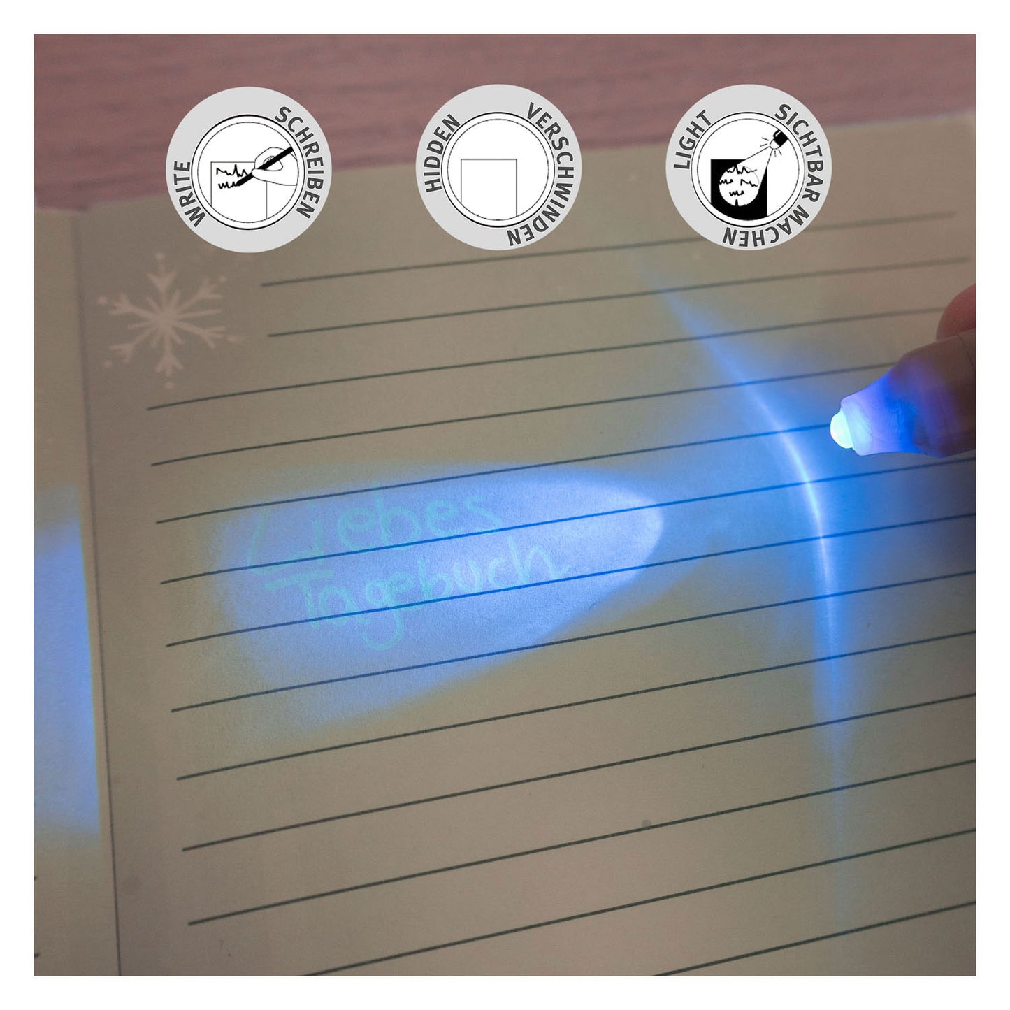 Diario segreto sotto copertura congelato con penna UV