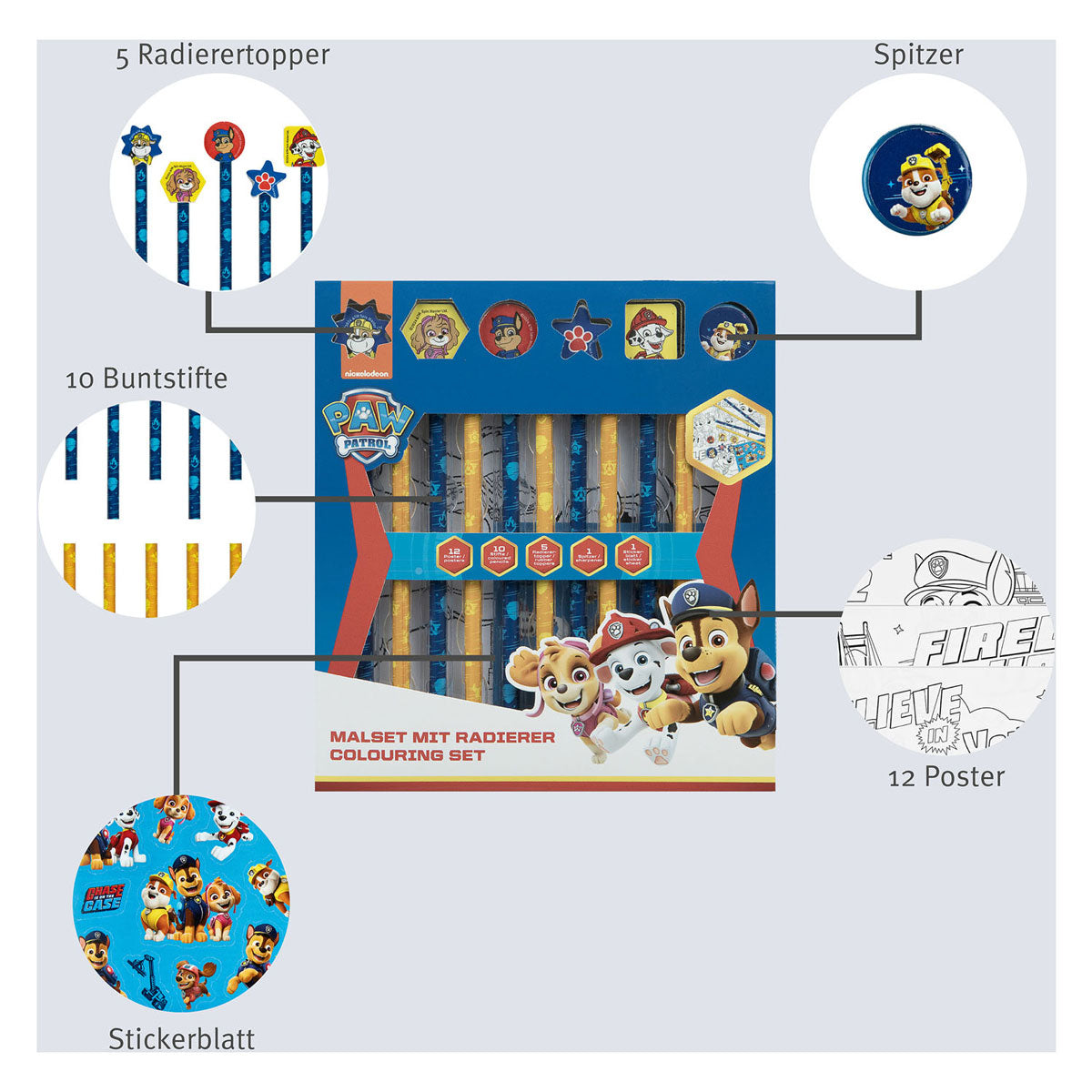 Set di colori sotto copertura con Gummen Paw Patrol, 29dlg.