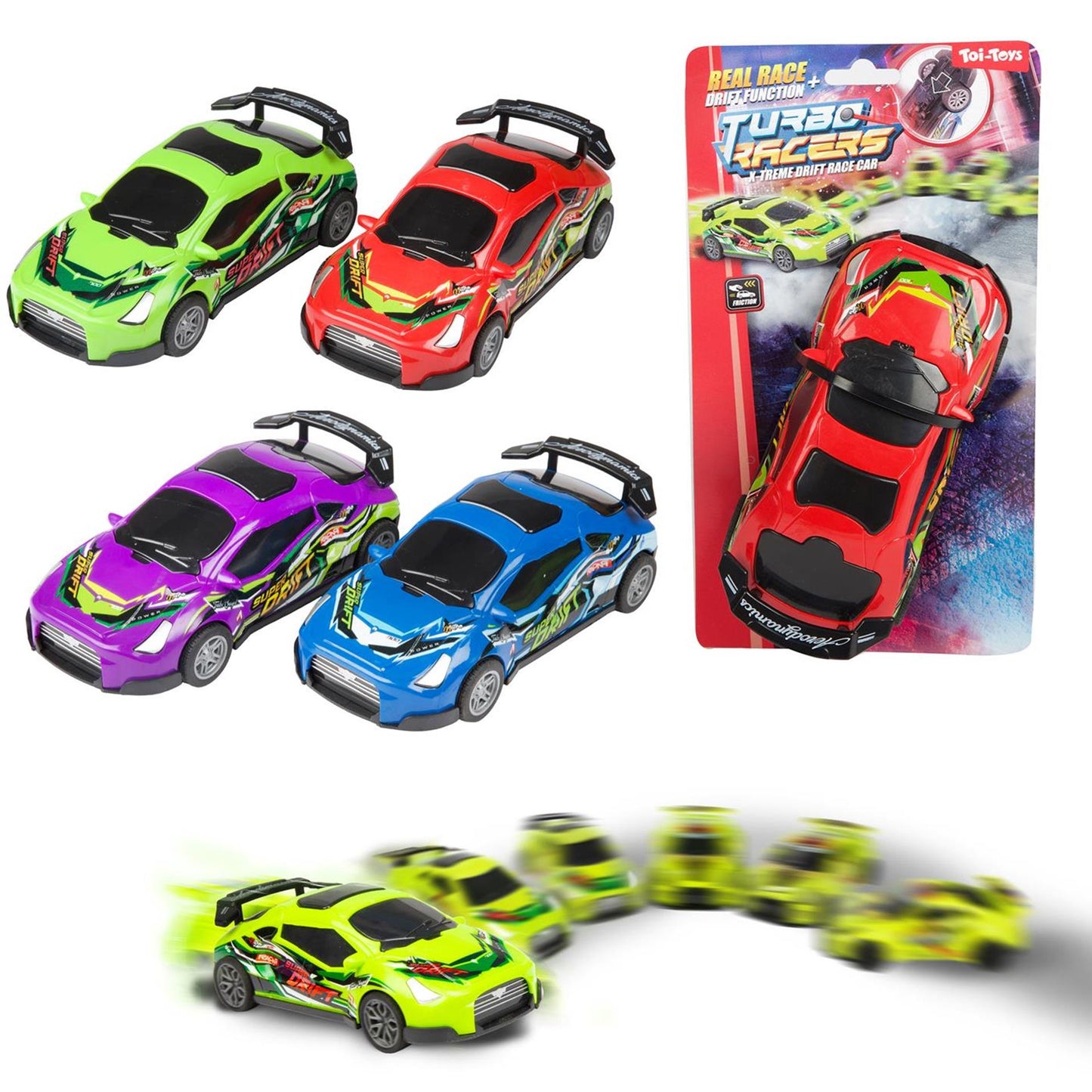 Toi-Toys Turbo Racers Racing Auto Attrito e Drift Function