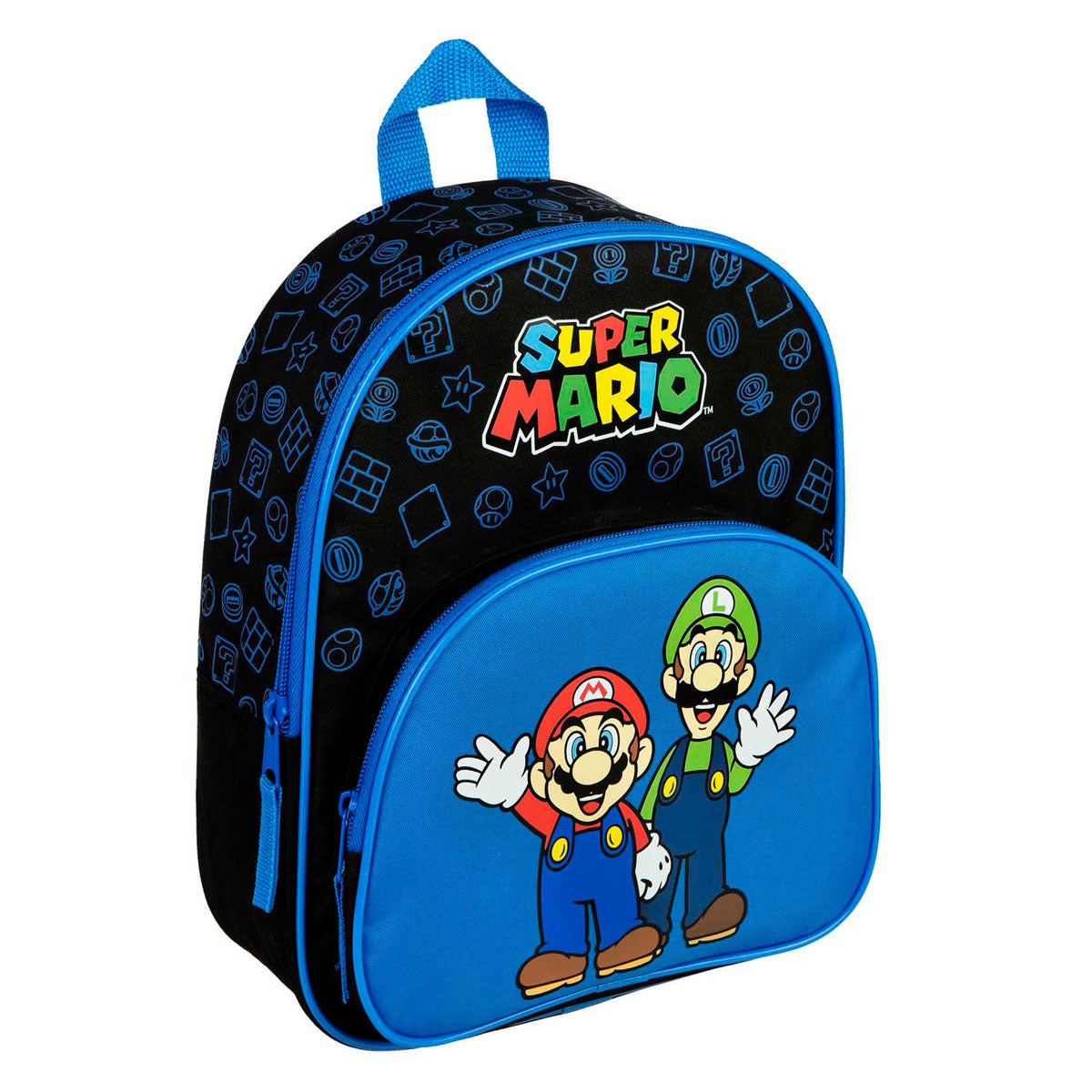 Mochila encubierta con bolsillo delantero azul Super Mario