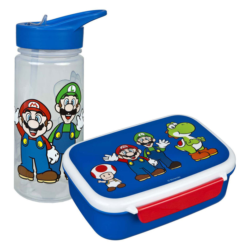 Panno sotto copertura e bottiglia da bere super mario