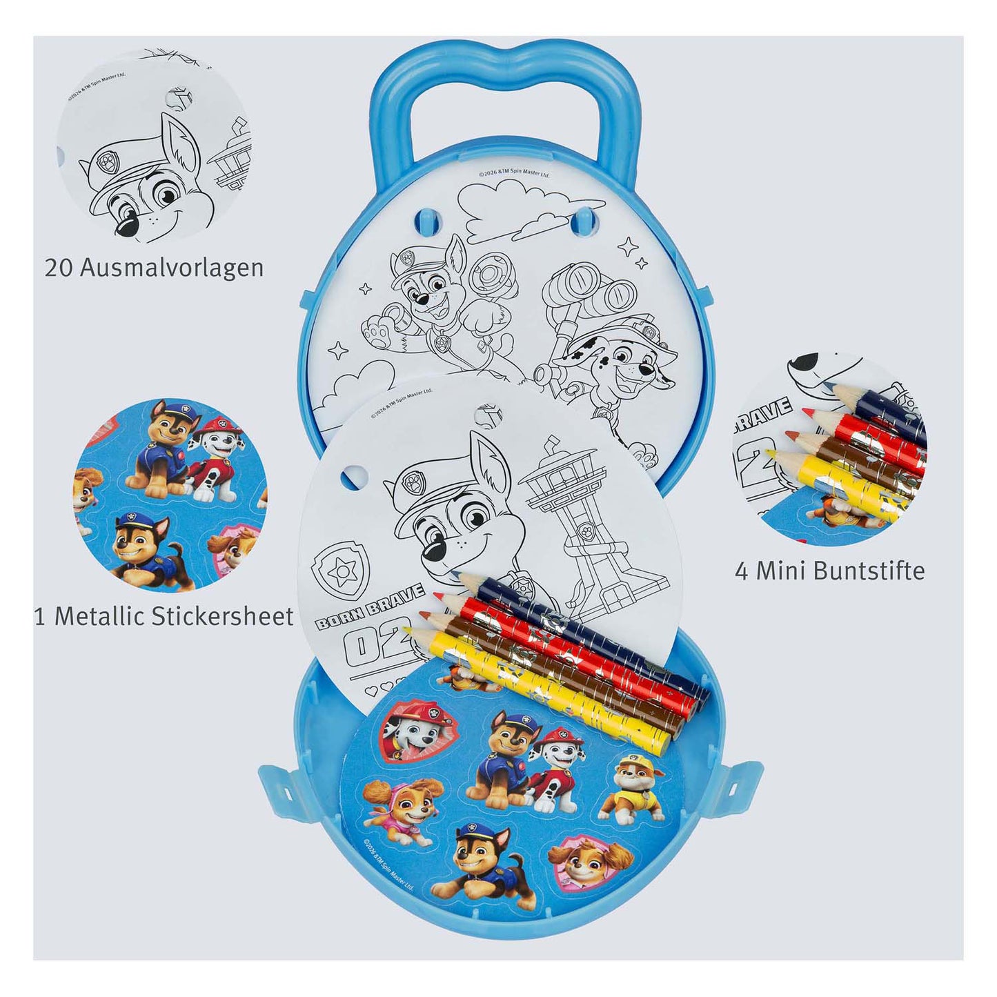 Set da colorare Paw Patrol da abbinare a matite colorate e adesivi