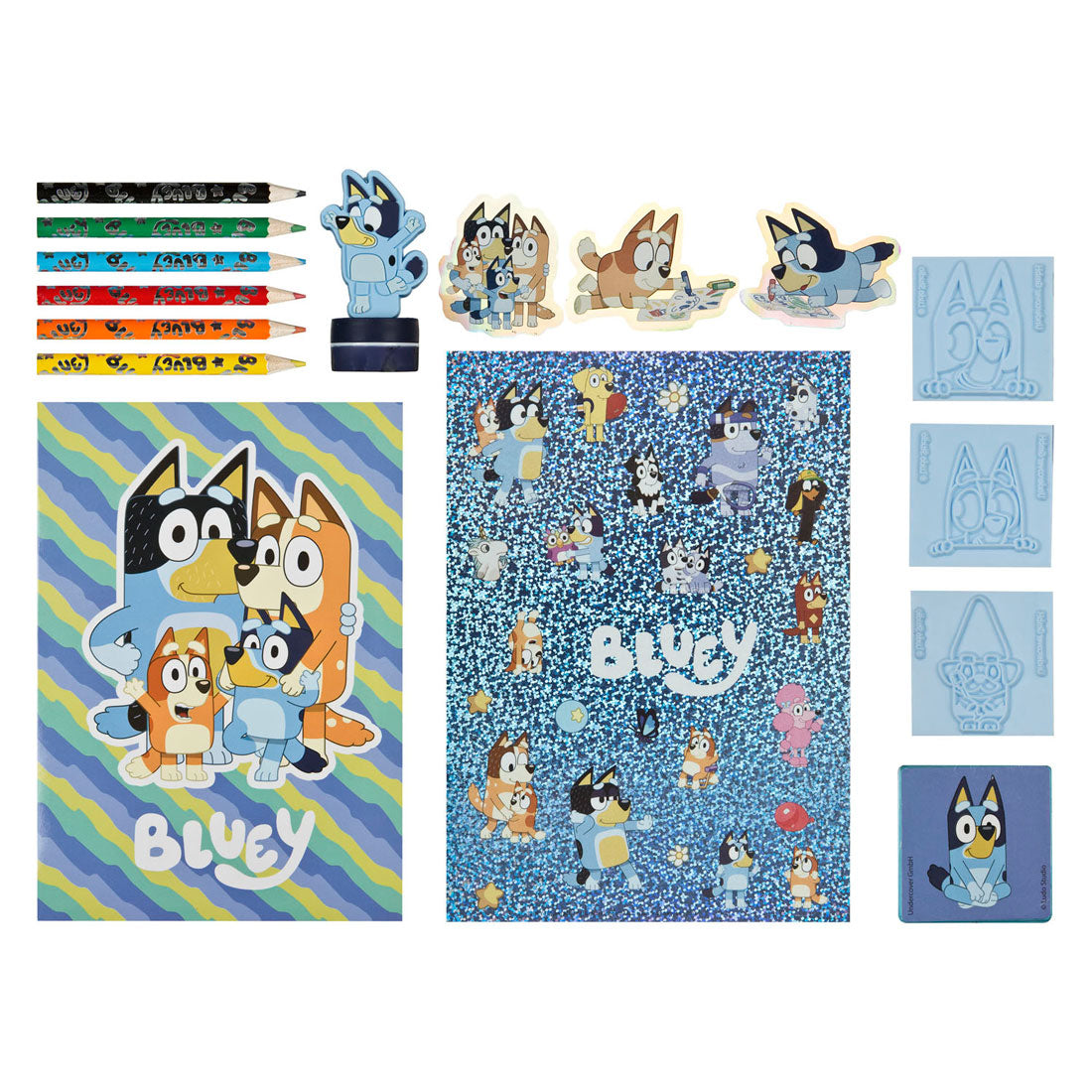 Set mega colori e timbri Undercover bluey - 15 pz.
