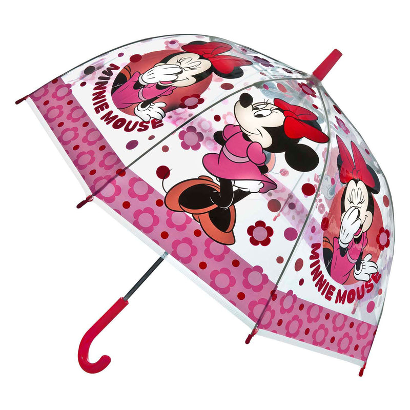 Ombrello trasparente sotto copertura di Minnie Mouse