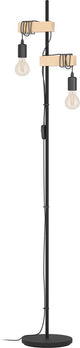 Lámpara de pie Eglo townshend - E27 - 2 luces - marrón negro - madera FSC