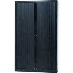 Roldeurkast gelast hoog bisley staal kunststof 120 x 45 x 198 cm zwart
