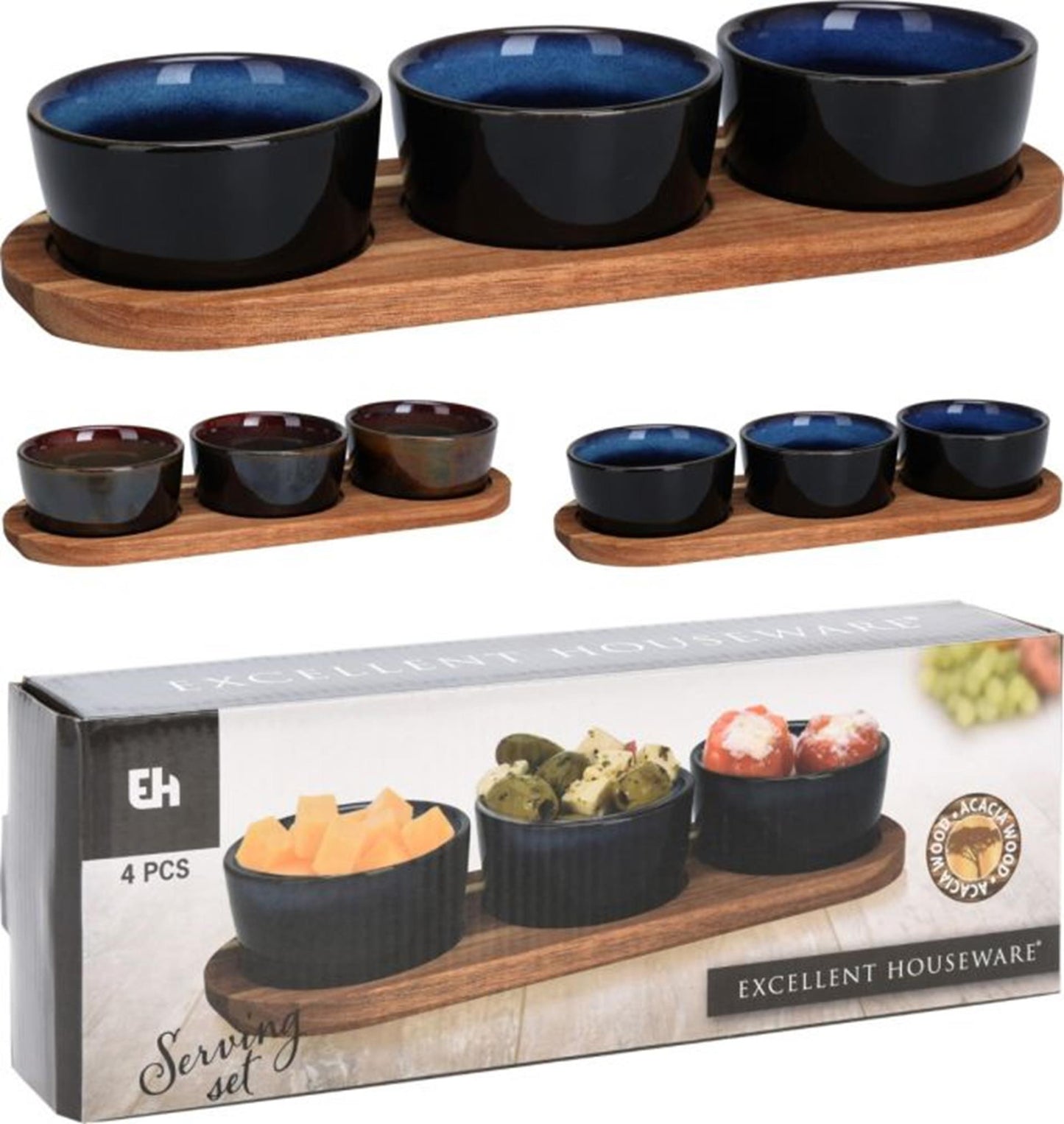 Excellent houseware serveerset op plank 4-delig
